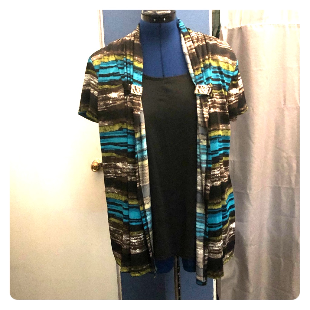 Women Brown, Blue And Black Blouse